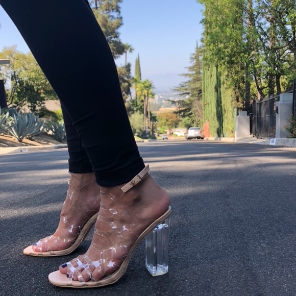 Clear Heel Strappy Crystal Heels Transparent Strap - Picture 3 of 8